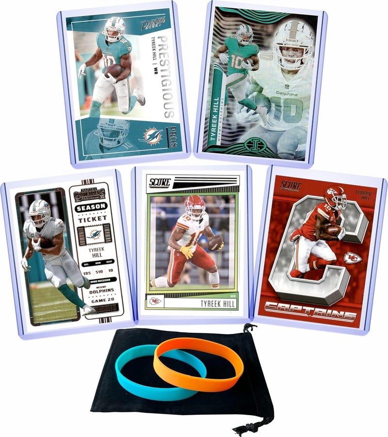 Chaser Tyreek Hill (5) Assorted Football Cards Gift Pack - Dolphins, Chiefs Trading Cards - Image 1